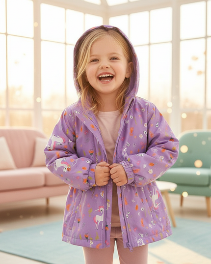 childrens unicorn coat - in-use