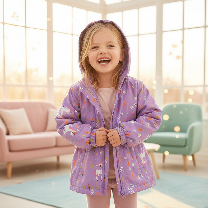 childrens unicorn coat - in-use