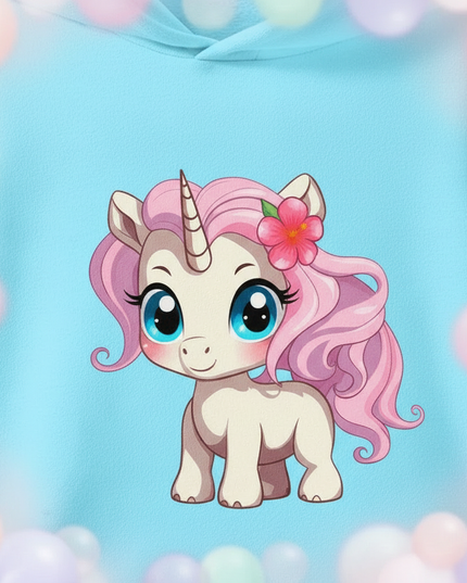 childrens unicorn hoodie - detail