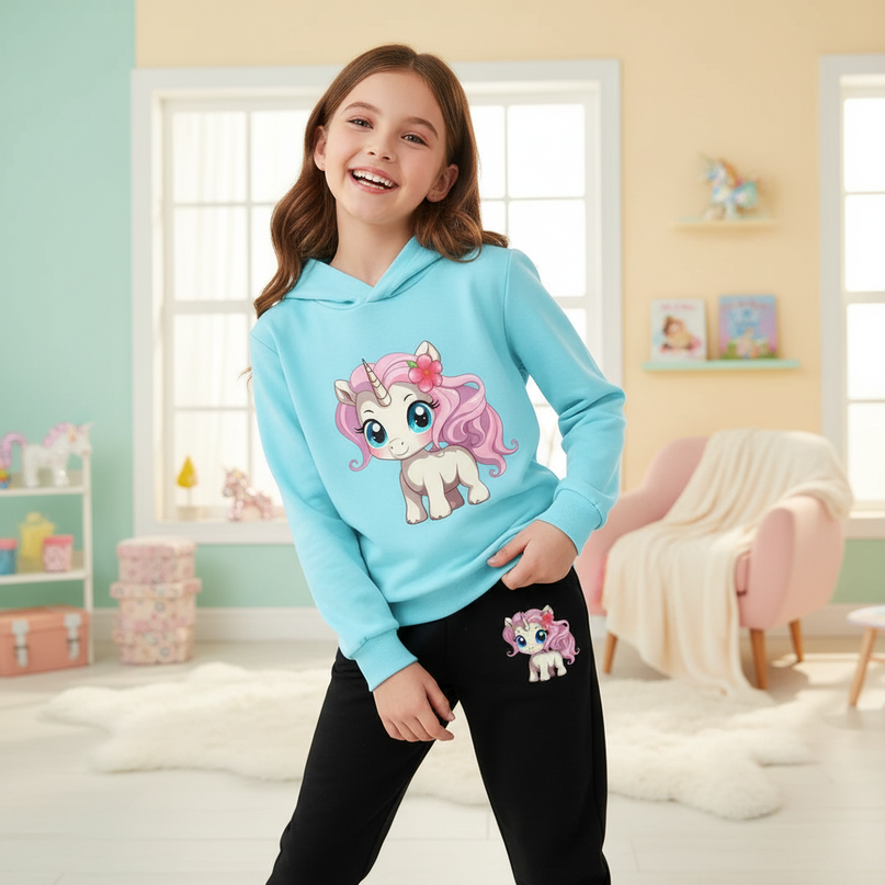 childrens unicorn hoodie - in-use