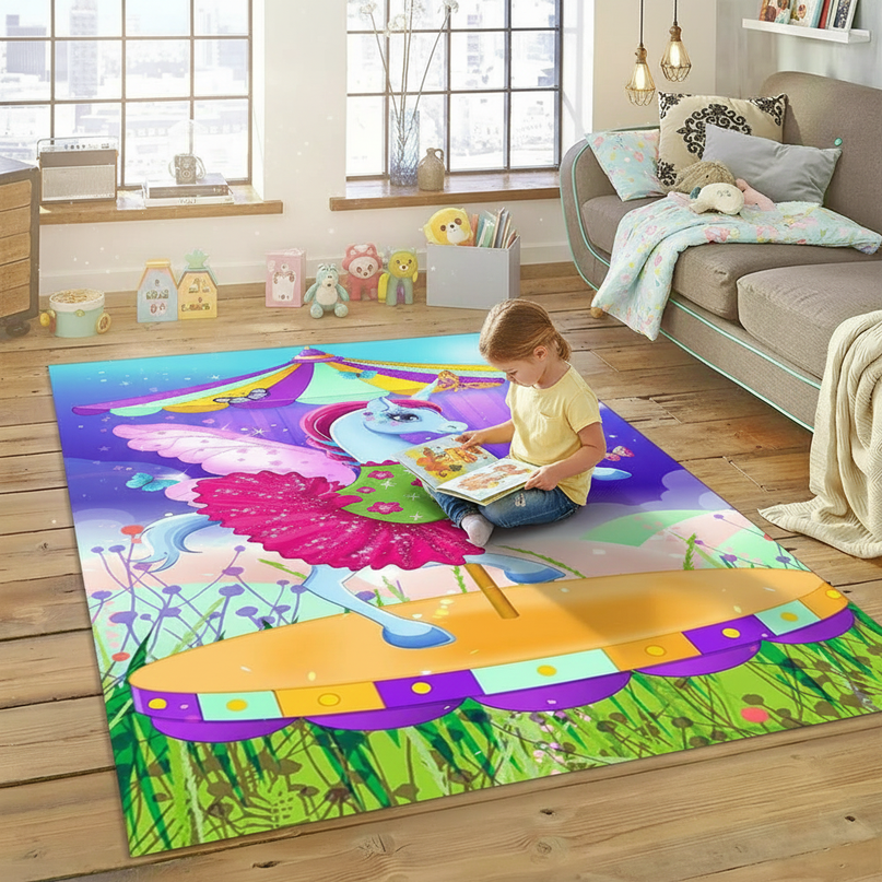 childrens unicorn rug - in-use