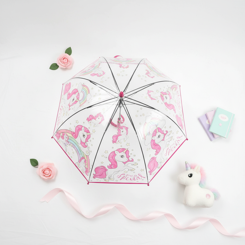 childrens unicorn umbrella - flat-lay