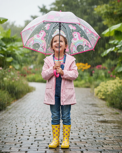 childrens unicorn umbrella - in-use