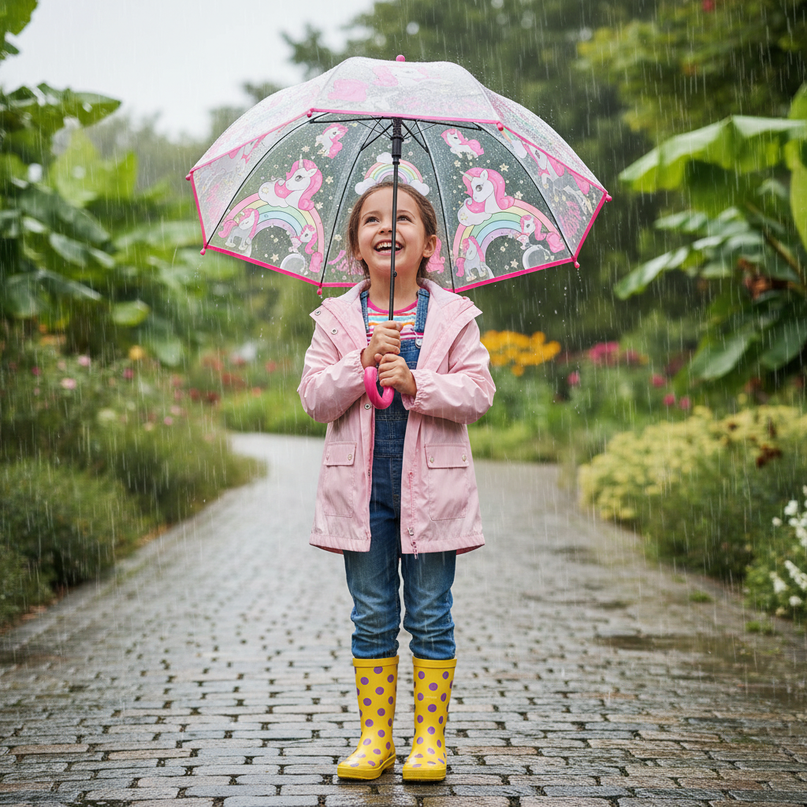 childrens unicorn umbrella - in-use