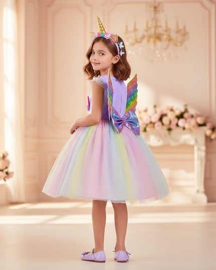 childs unicorn dress - back
