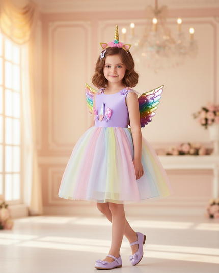 childs unicorn dress - detail