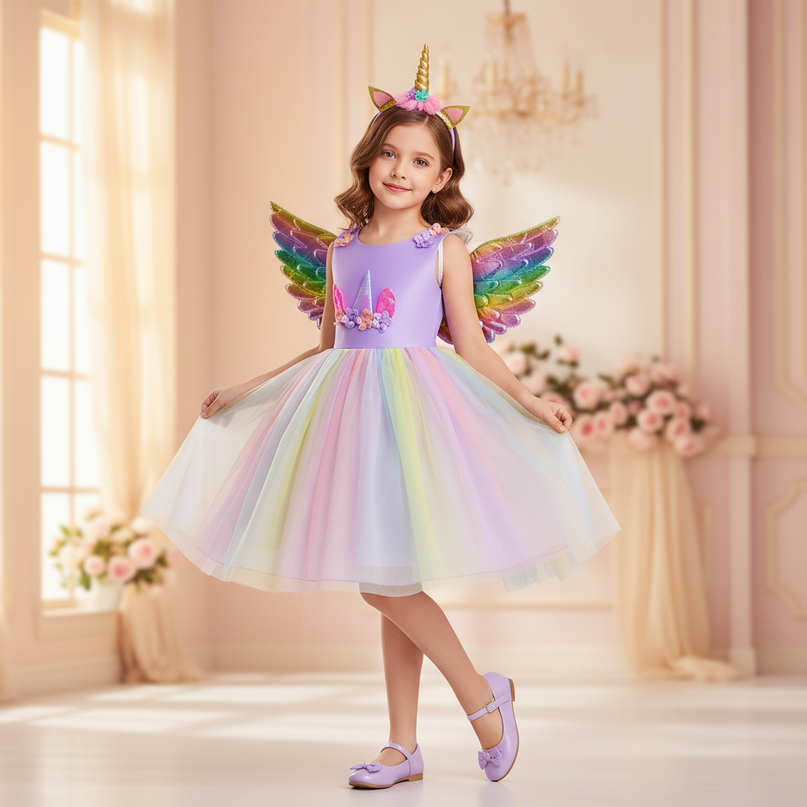 childs unicorn dress - front
