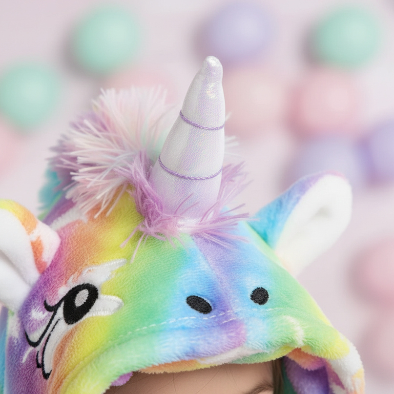 childs unicorn robe - detail