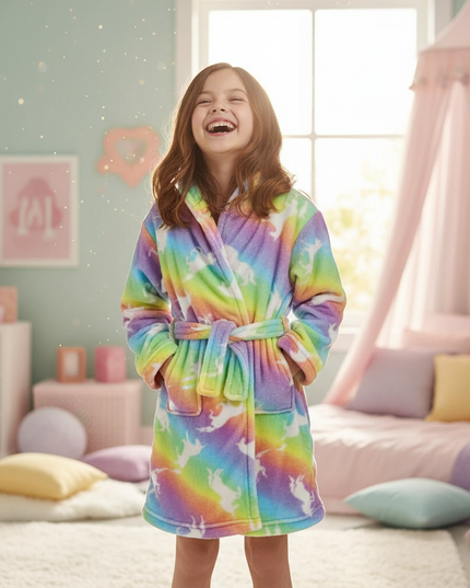 childs unicorn robe - in-use