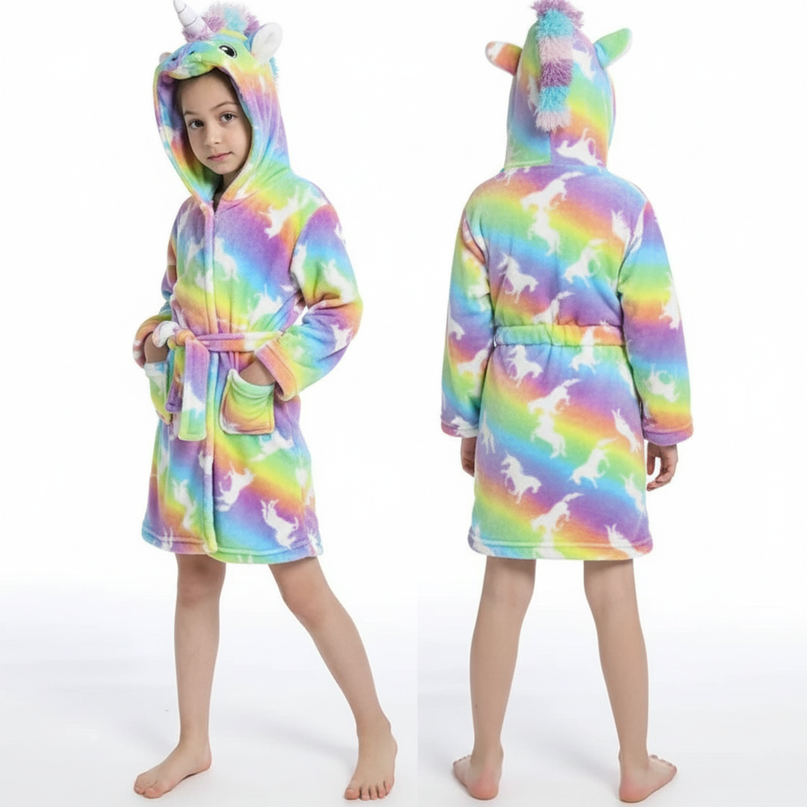 childs unicorn robe - white-bg