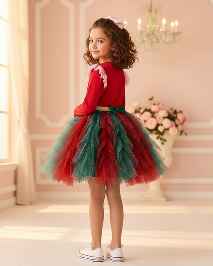 christmas unicorn tutu dress - back