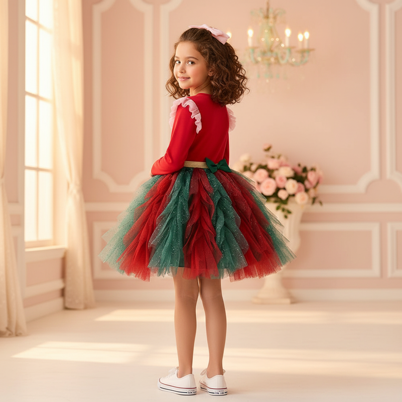 christmas unicorn tutu dress - back