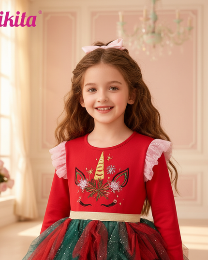 christmas unicorn tutu dress - detail