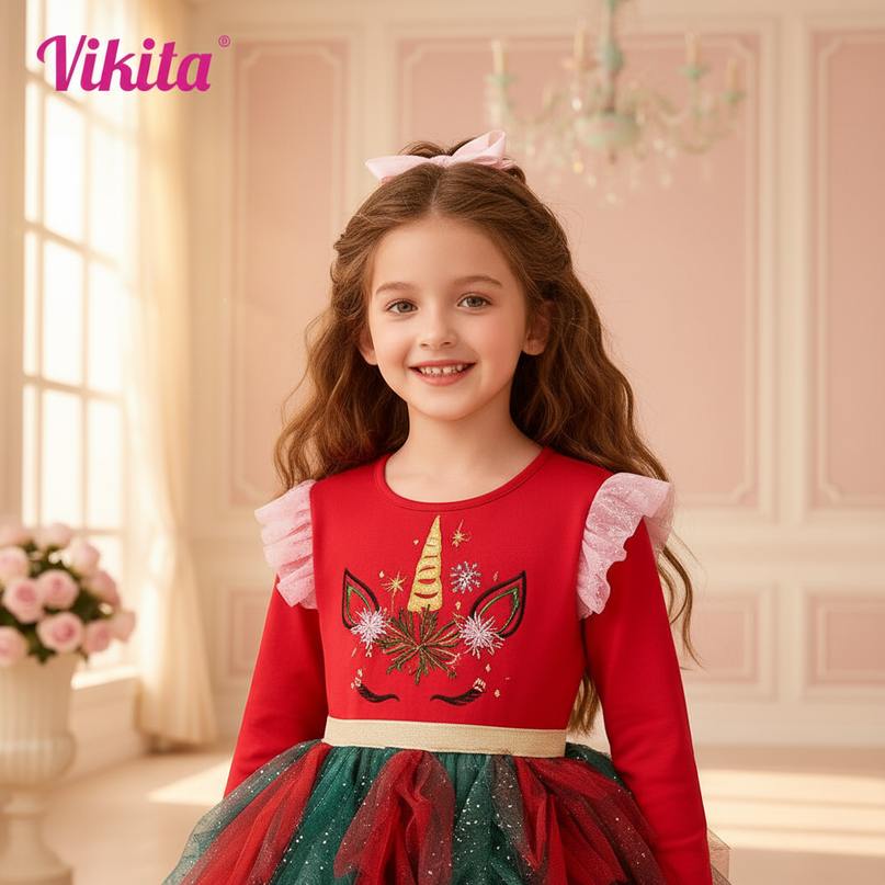 christmas unicorn tutu dress - detail