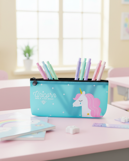 clear unicorn pencil case - lifestyle