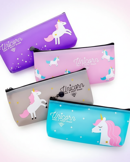 clear unicorn pencil case - white-bg