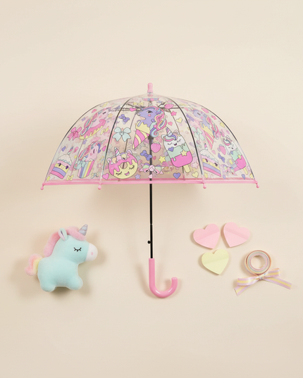 clear unicorn umbrella - flat-lay