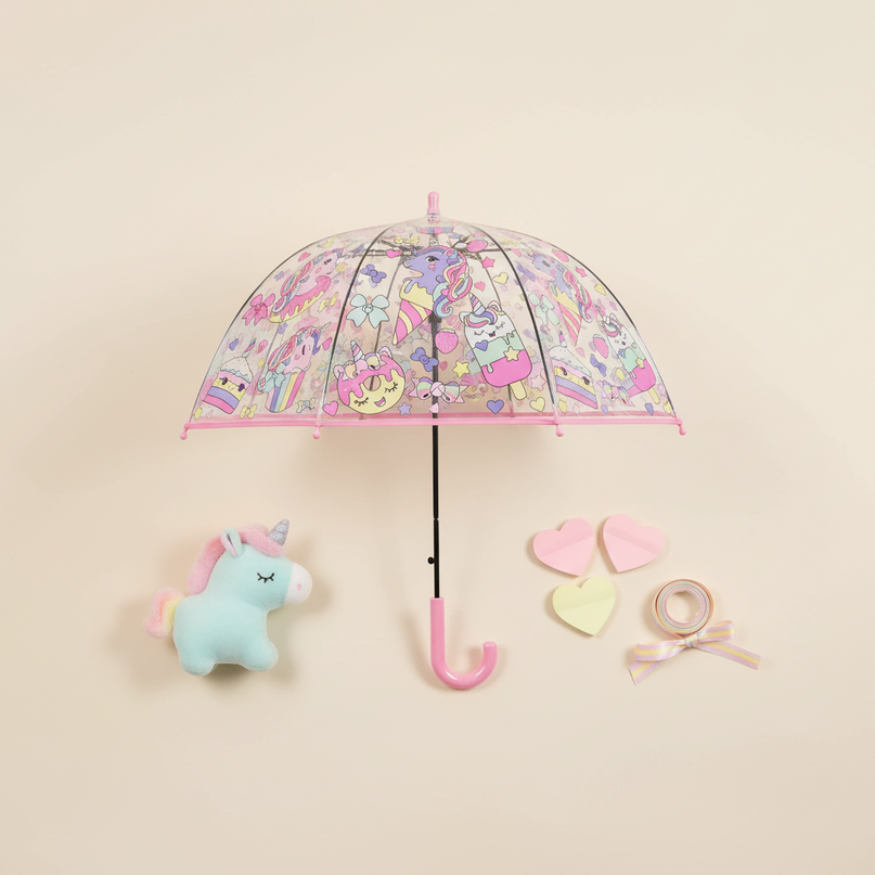 clear unicorn umbrella - flat-lay