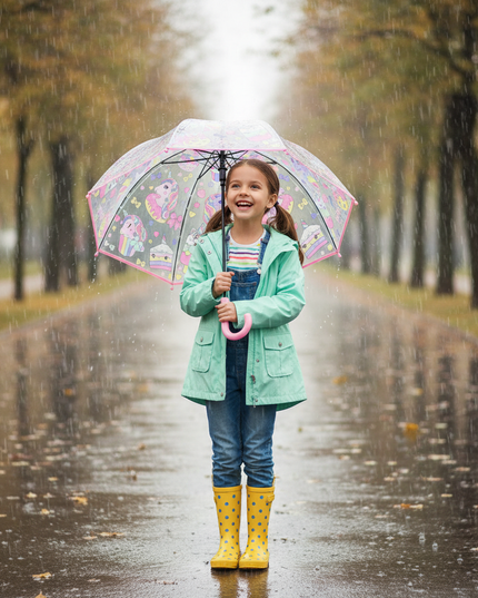 clear unicorn umbrella - in-use
