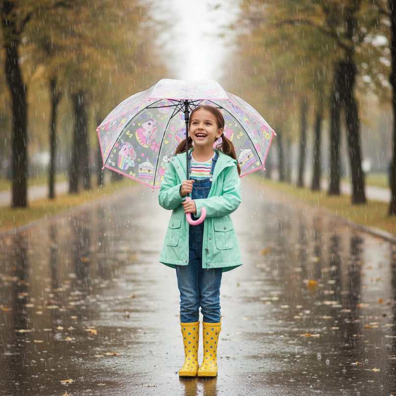 clear unicorn umbrella - in-use