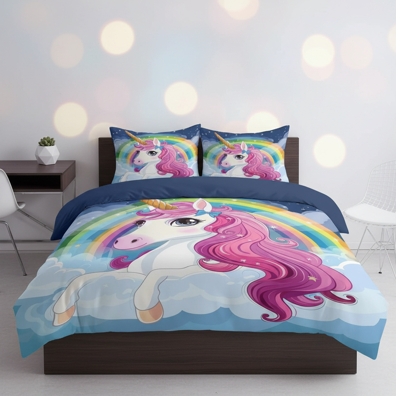 cloud rainbow pink mane unicorn bedding - lifestyle