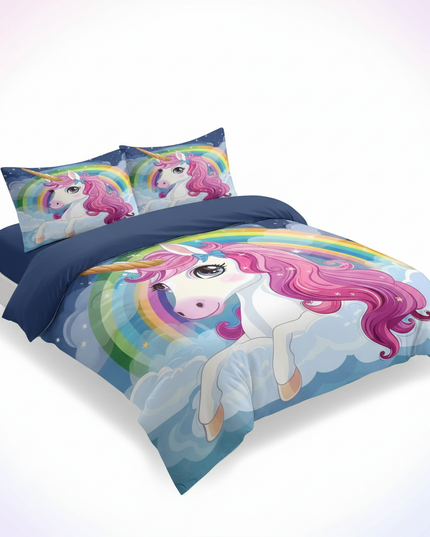 cloud rainbow pink mane unicorn bedding - white-bg