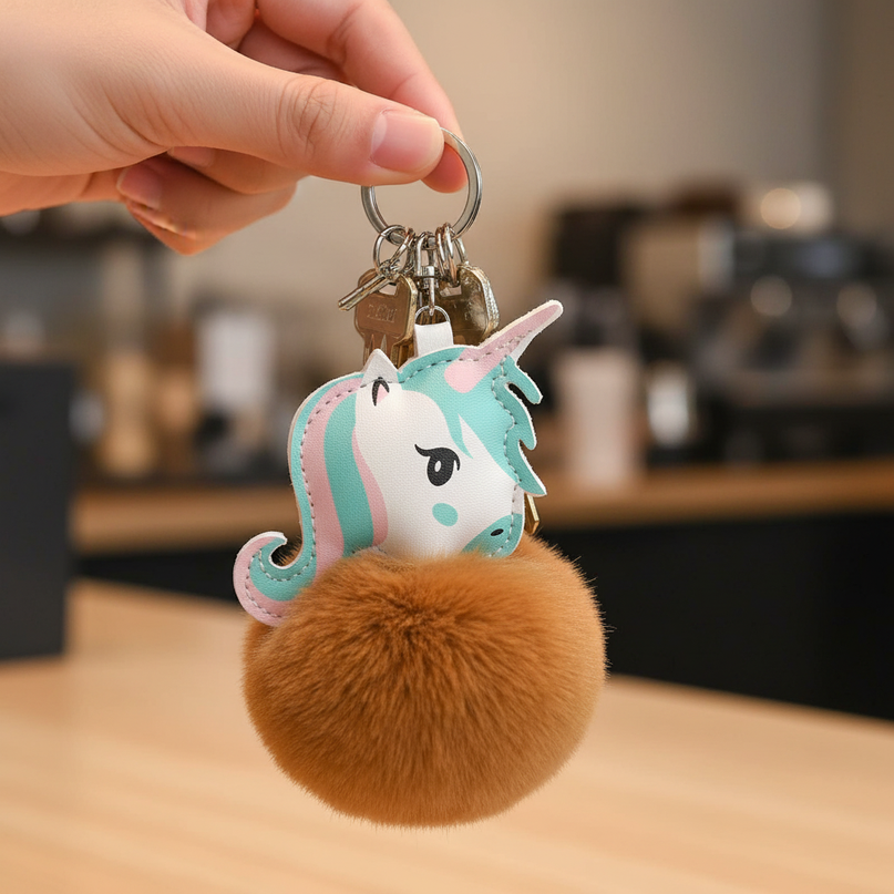 coffee unicorn keychain - in-use