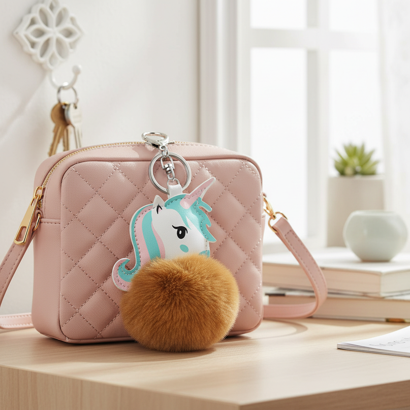 coffee unicorn keychain - lifestyle