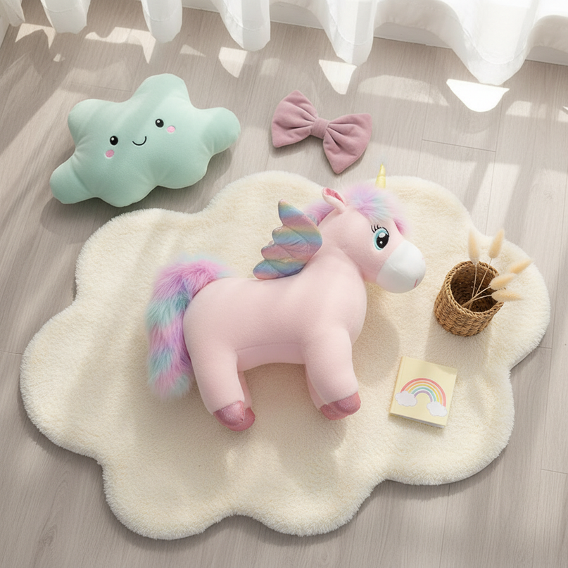 colorful angel wings unicorn plush - flat-lay