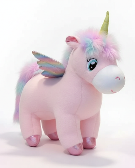 colorful angel wings unicorn plush - white-bg