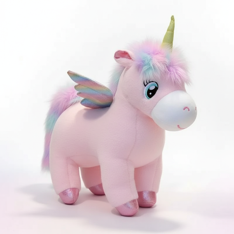 colorful angel wings unicorn plush - white-bg