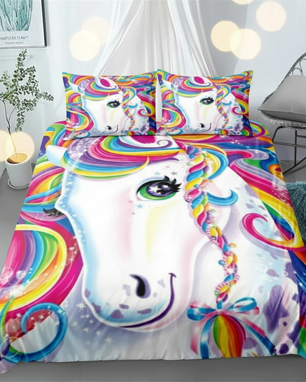 colorful braided bow unicorn bedding - lifestyle