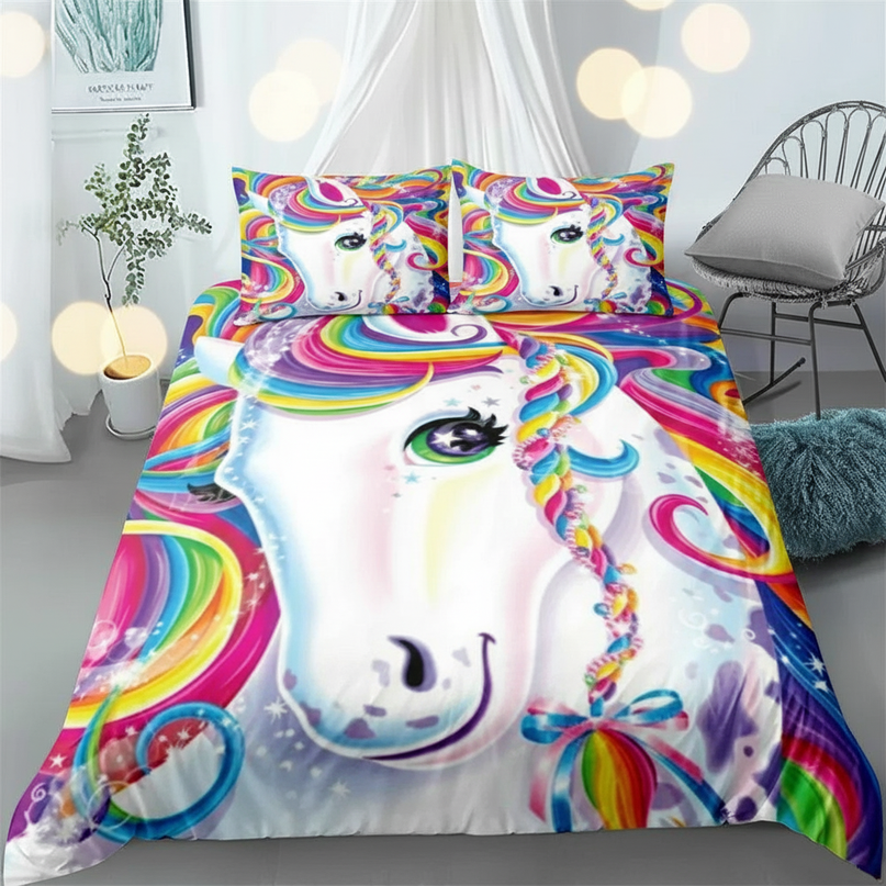 colorful braided bow unicorn bedding - lifestyle