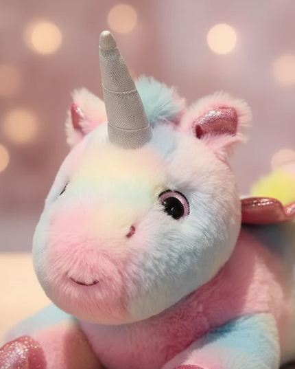 colorful led unicorn plush - detail