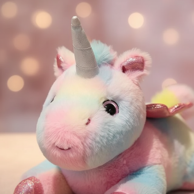 colorful led unicorn plush - detail