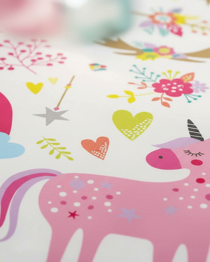 colorful magic allover unicorn bedding - detail
