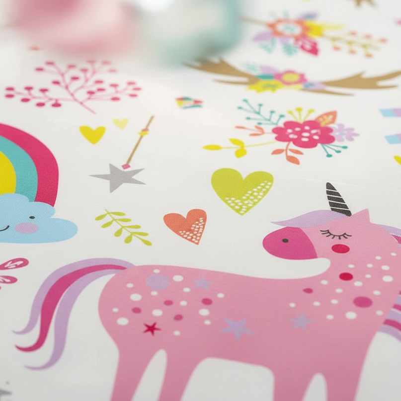 colorful magic allover unicorn bedding - detail