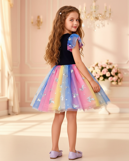 colorful rainbow unicorn dress - back