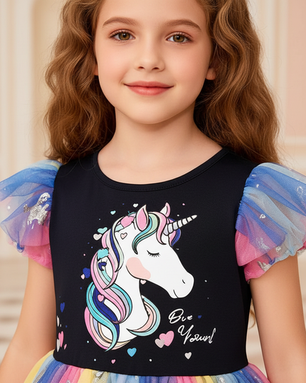 colorful rainbow unicorn dress - detail