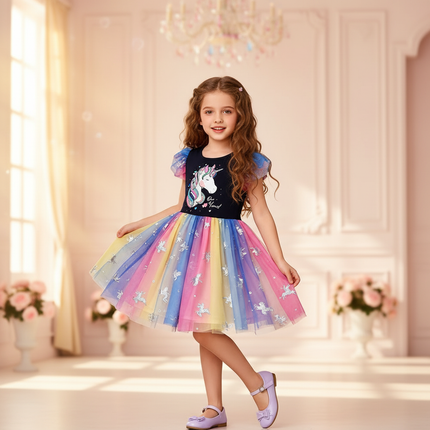 colorful rainbow unicorn dress - front