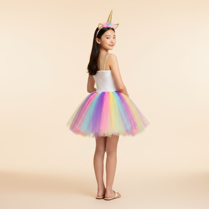 colorful sequin unicorn dress - back