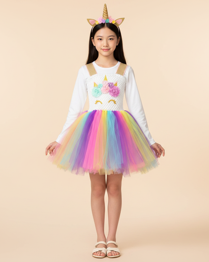 colorful sequin unicorn dress - detail