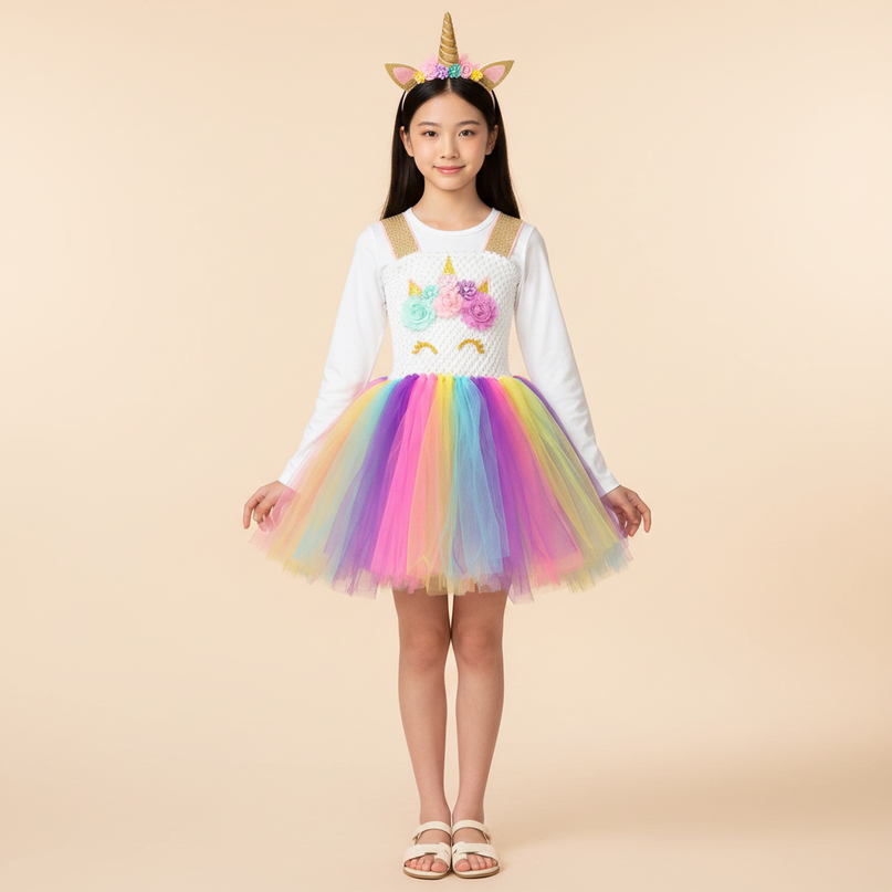 colorful sequin unicorn dress - detail
