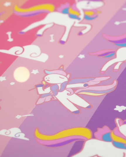 colorful stripe pattern unicorn bedding - detail