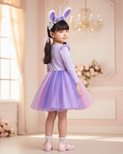 colorful tulle unicorn tutu dress - back