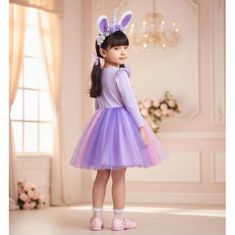 colorful tulle unicorn tutu dress - back