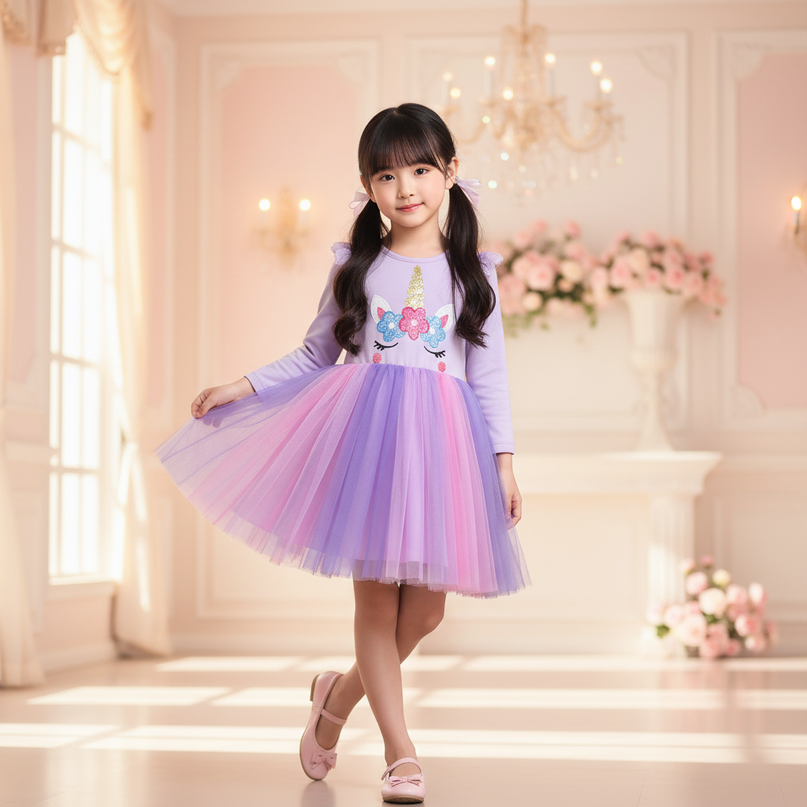 colorful tulle unicorn tutu dress - front