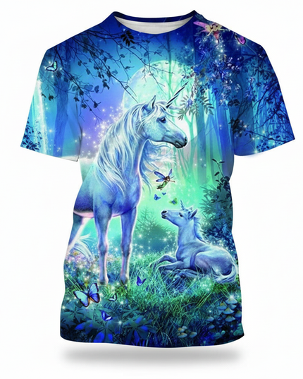colorful unicorn art shirt - white-bg