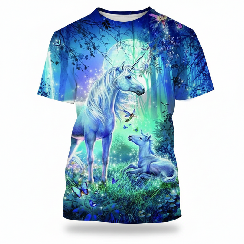 colorful unicorn art shirt - white-bg