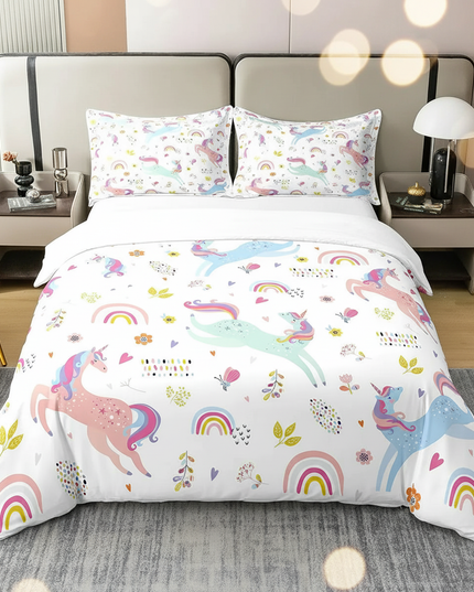 colorful unicorn bedding - lifestyle